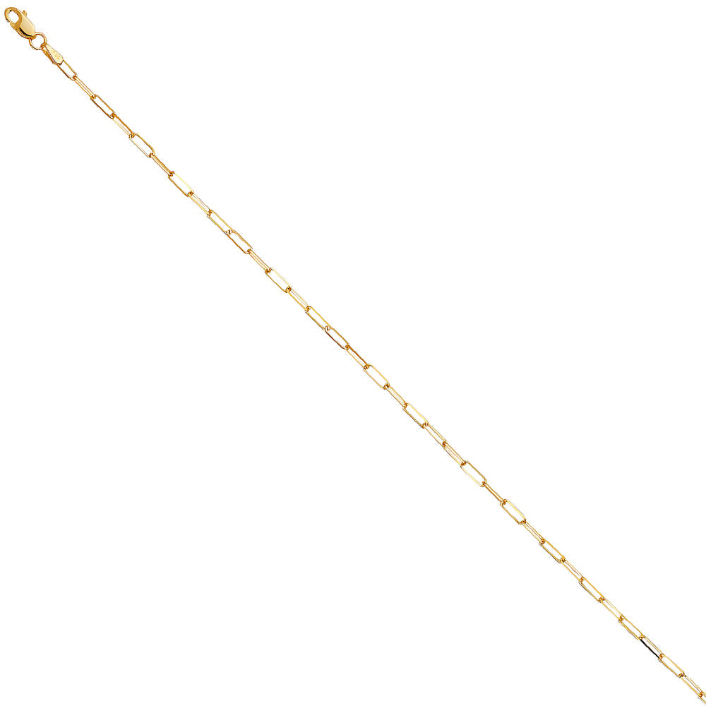 14K Yellow Gold 1.8mm Triangle DC Paperclip Chain