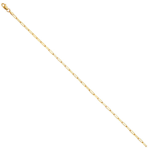 14K Yellow Gold 2.0mm Solid Square Paperclip Chain