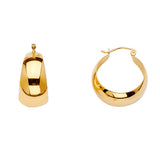 14K Yellow Gold Graduated Plain Hoop Earrings