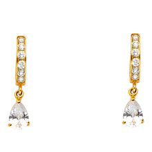 Load image into Gallery viewer, 14K Yellow Gold CZ Dangle Huggies Earrings