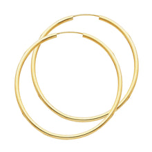 Load image into Gallery viewer, 14K Yellow Gold Round Tube Polished Endless 2mm Hoop Earrings