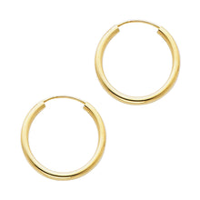 Load image into Gallery viewer, 14K Yellow Gold Solid 2mm Round Tube Polished Endless Hoop Earrings