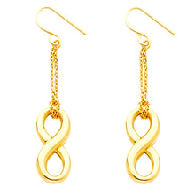 Load image into Gallery viewer, 14K Yellow Gold Hollow Infinity Hanging Earrings