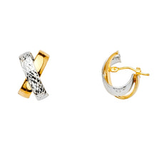 Load image into Gallery viewer, 14K Two Tone Gold DC Tube Extra Shape Oval Hollow Hoop Earrings