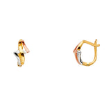 14K Tri Color Gold Curve Fancy CZ Earrings