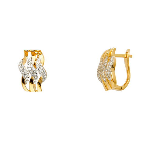 14K Two Tone Gold Fancy CZ Earrings