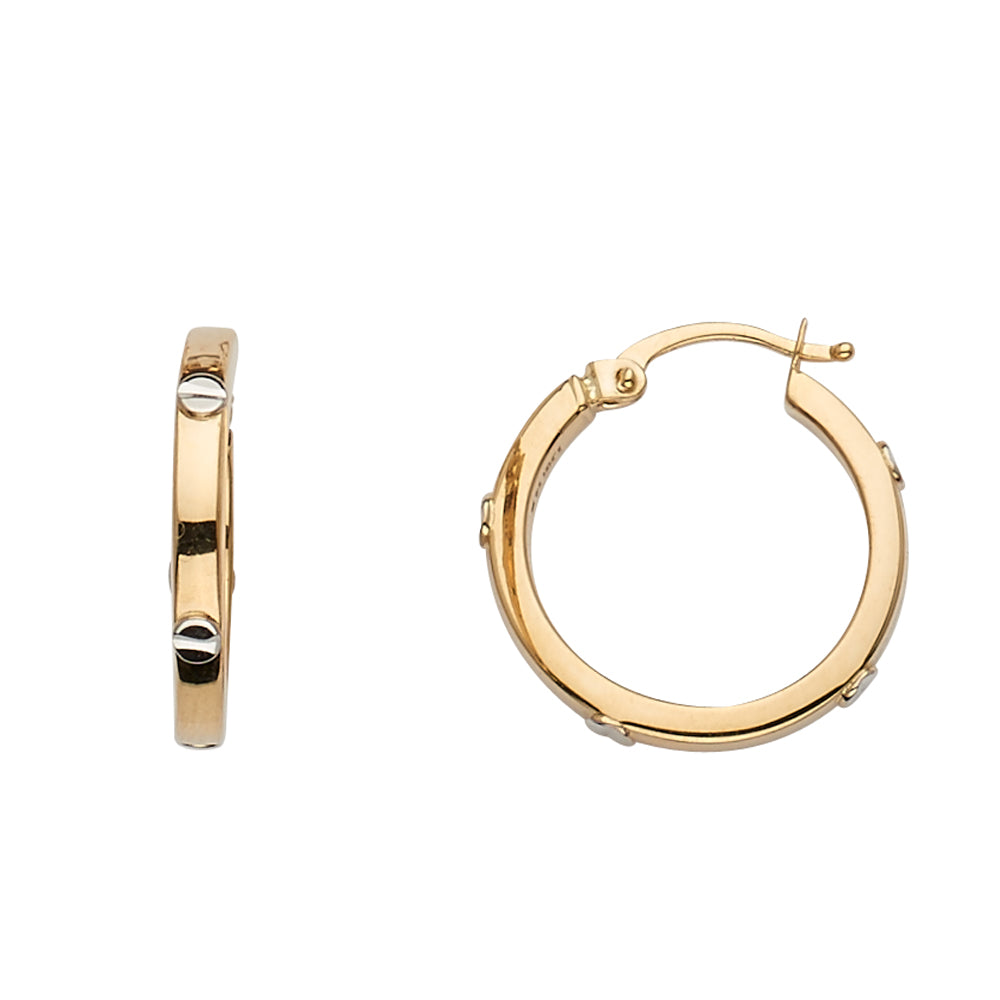 14K Yellow Gold Hoop Earrings With Screw