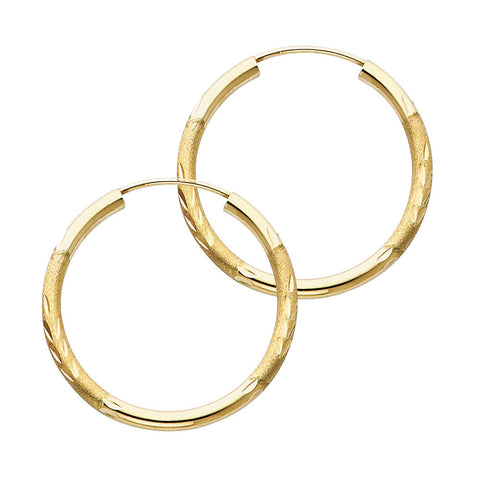 14K Yellow Gold 2mm Budded DC Endless Hoop Earrings