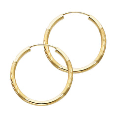14K Yellow Gold 2mm Budded DC Endless Hoop Earrings