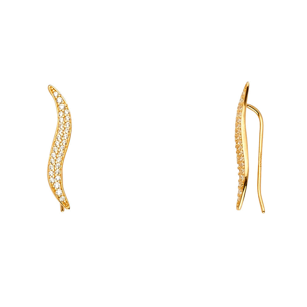 14K Yellow Gold 5mm Fancy Clip Style CZ Earrings