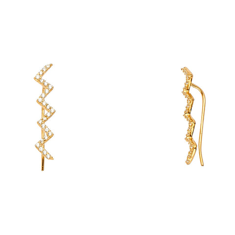 14K Yellow Gold 3mm Fancy Clip Style CZ Earrings