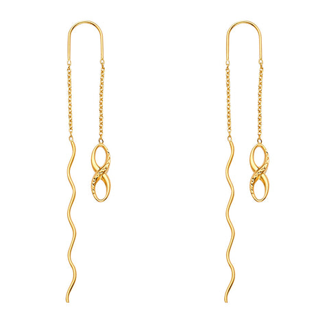 14K Yellow Gold Infinity Front And Back Dangle Earrings