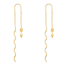 Load image into Gallery viewer, 14K Yellow Gold Arrow Front And Back Dangle Earrings