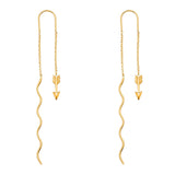 14K Yellow Gold Arrow Front And Back Dangle Earrings