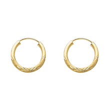 Load image into Gallery viewer, 14K Yellow Gold Budded DC 2mm Endless Hoop Earrings