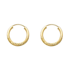 14K Yellow Gold Budded DC 2mm Endless Hoop Earrings