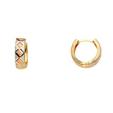 14K Tri Color Gold 15mm Huggies Earrings