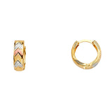 14K Tri Color Gold Arrow Huggies Earrings