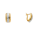 14K Two Tone Gold Half Huggies Earrings