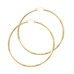 14K Yellow Gold Budded 2mm DC Endless Hoop Earrings