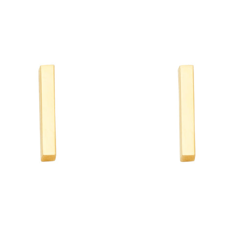 14K Yellow Gold Little Bar Earrings With Push Back