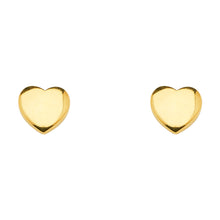 Load image into Gallery viewer, 14K Yellow Gold Plain Heart Earrings With Push Back