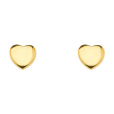 14K Yellow Gold Plain Heart Earrings With Push Back