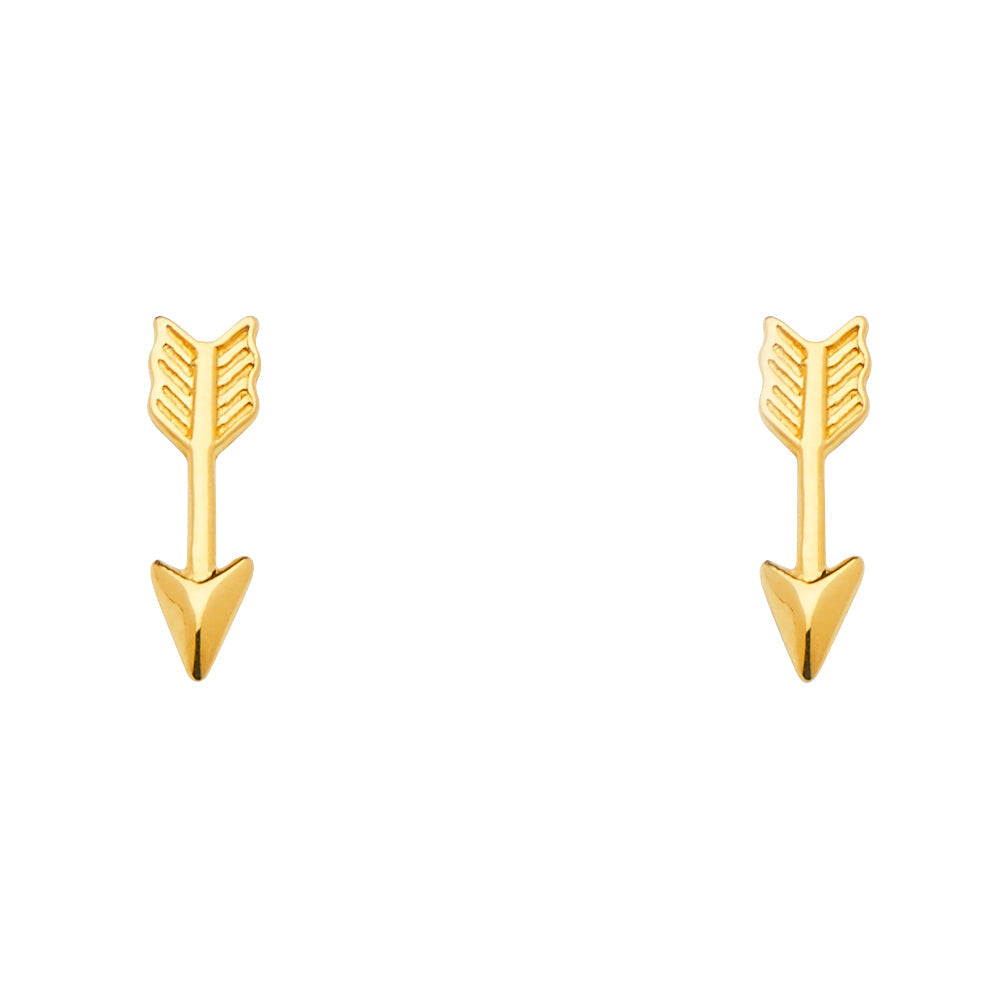 14K Yellow Gold Arrow Earrings With Push Back