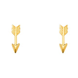 14K Yellow Gold Arrow Earrings With Push Back