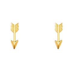 14K Yellow Gold Arrow Earrings With Push Back