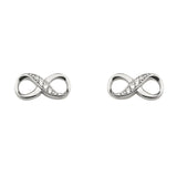 14K White Gold CZ Infinity Earrings With Push Back