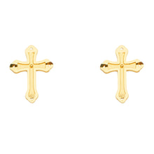 Load image into Gallery viewer, 14K Yellow Gold Cross Earrings With Push Back