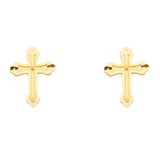 14K Yellow Gold Cross Earrings With Push Back