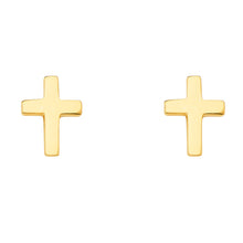 Load image into Gallery viewer, 14K Yellow Gold 8mm Cross Earrings With Push Back