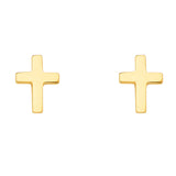 14K Yellow Gold 8mm Cross Earrings With Push Back