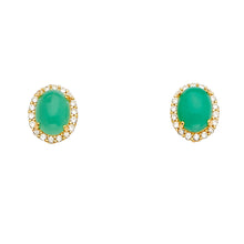 Load image into Gallery viewer, 14K Yellow Gold Oval Jade Earrings Or Set