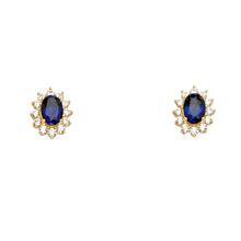 Load image into Gallery viewer, 14K Yellow Gold Blue CZ Earrings Or Set