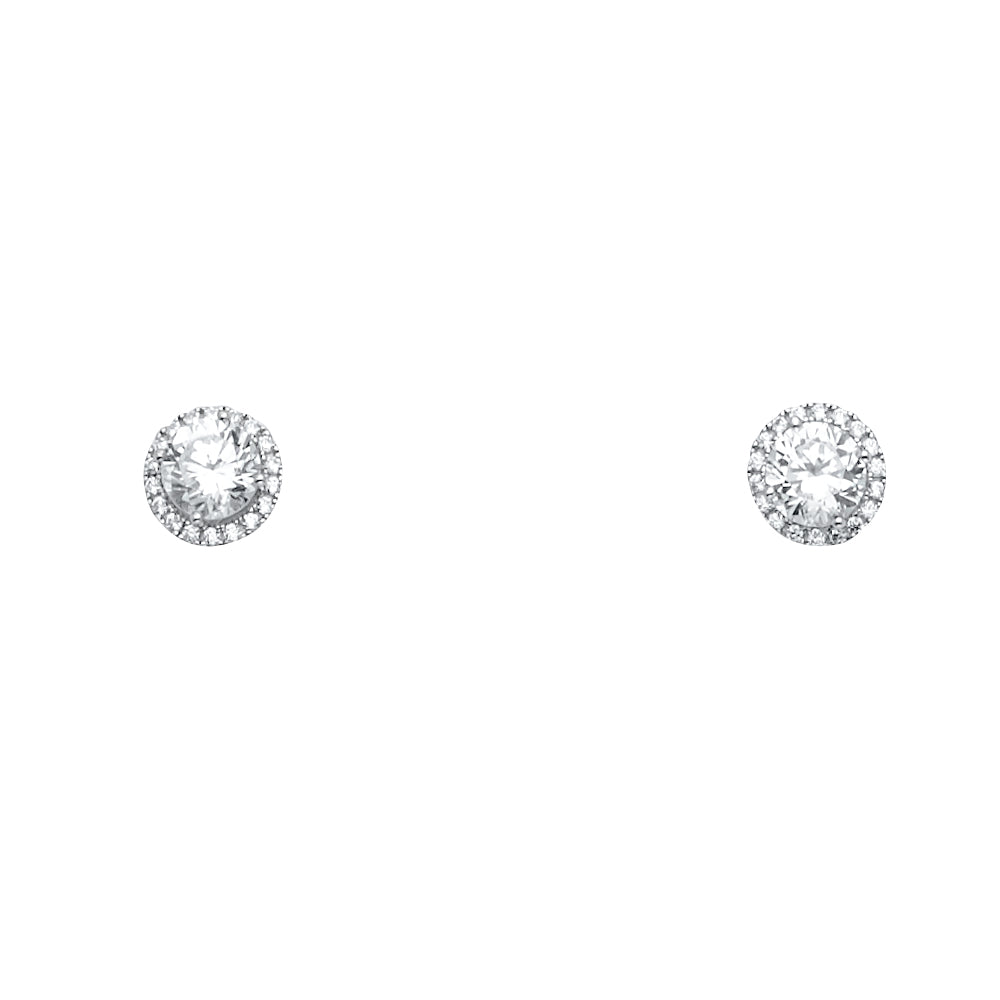 14K White Gold CZ Earrings Or Set