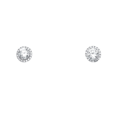 14K White Gold CZ Earrings Or Set