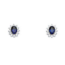 Load image into Gallery viewer, 14K White Gold Blue CZ Earrings Or Set