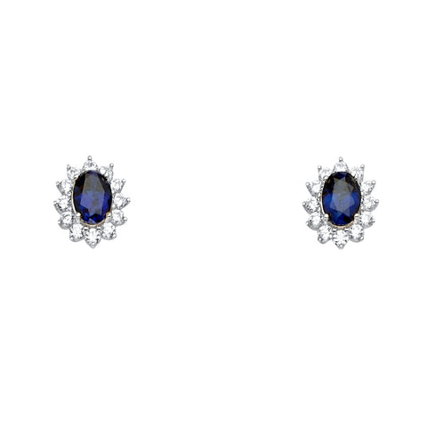 14K White Gold Blue CZ Earrings Or Set