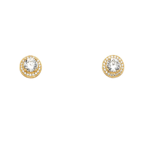 14K Yellow Gold Round CZ Earrings Or Set