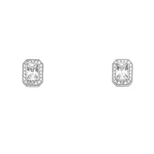 Load image into Gallery viewer, 14K White Gold Square CZ Earrings Or Set