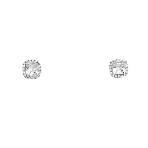 14K White Gold 7mm CZ Earrings Or Set