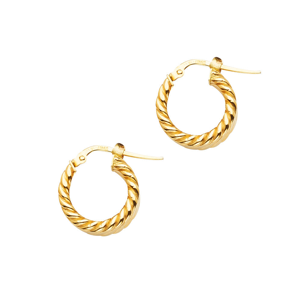 14K Yellow Gold Braided Hoop Earrings