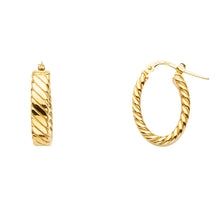 Load image into Gallery viewer, 14K Yellow Gold Braided Oval Hoop Earrings