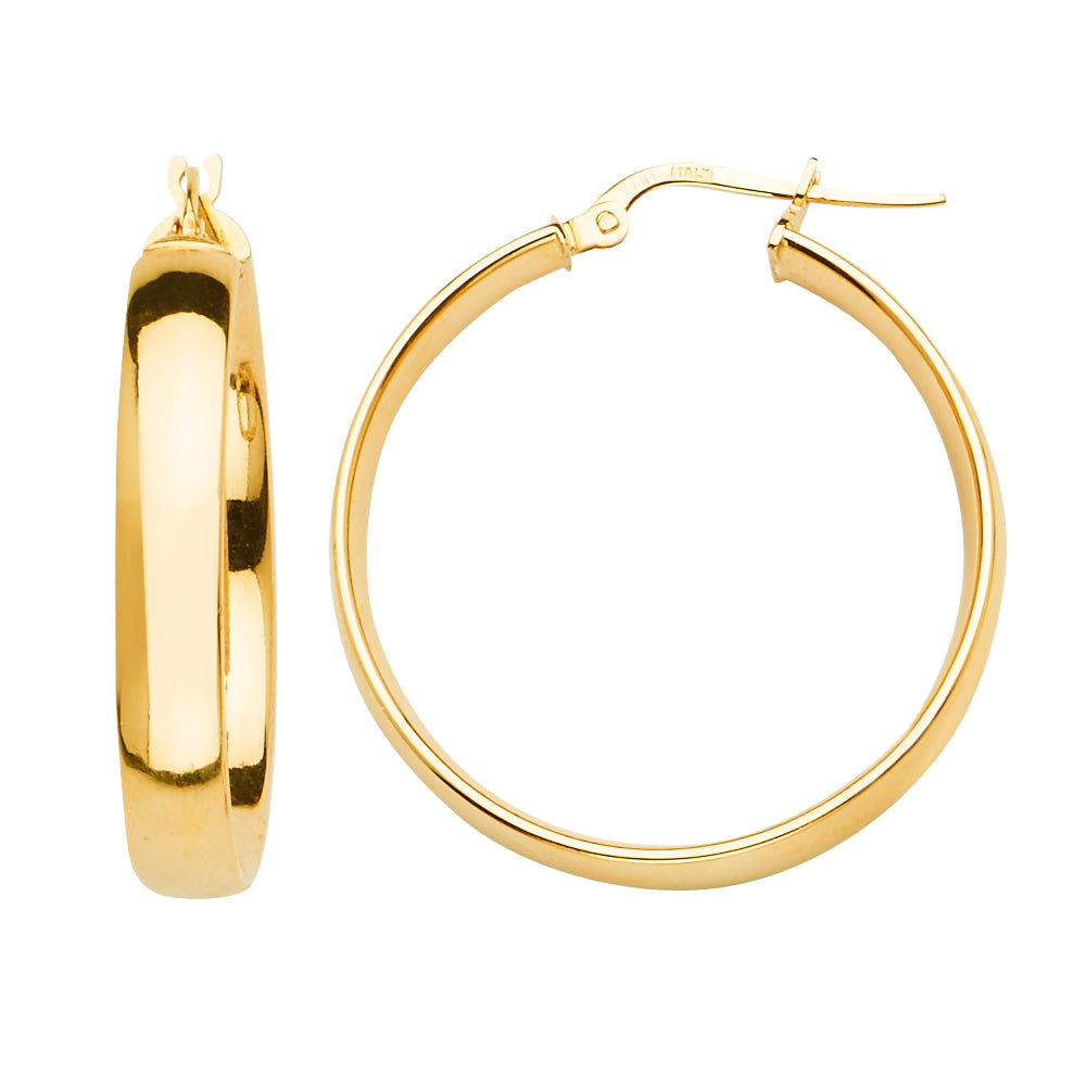 14K Yellow Gold Basic Hollow Hoop Earrings