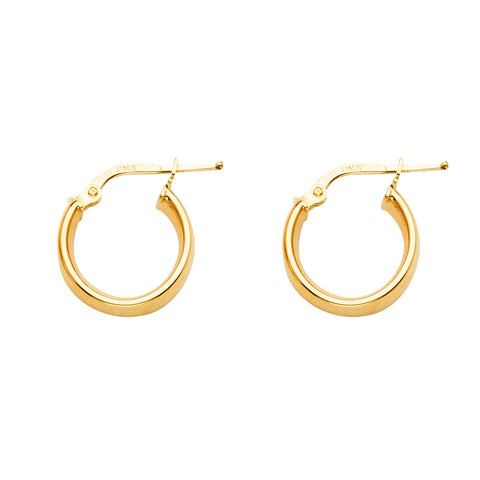 14K Yellow Gold 13mm Basic Hollow Hoop Earrings