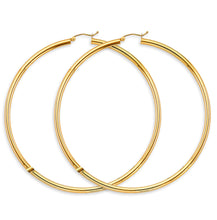 Load image into Gallery viewer, 14K Yellow Gold Big Round Tube Polish 3mm Hoop Earrings