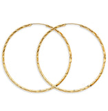 14K Yellow Gold 1.8mm Shiny DC Endless Hoop Earrings